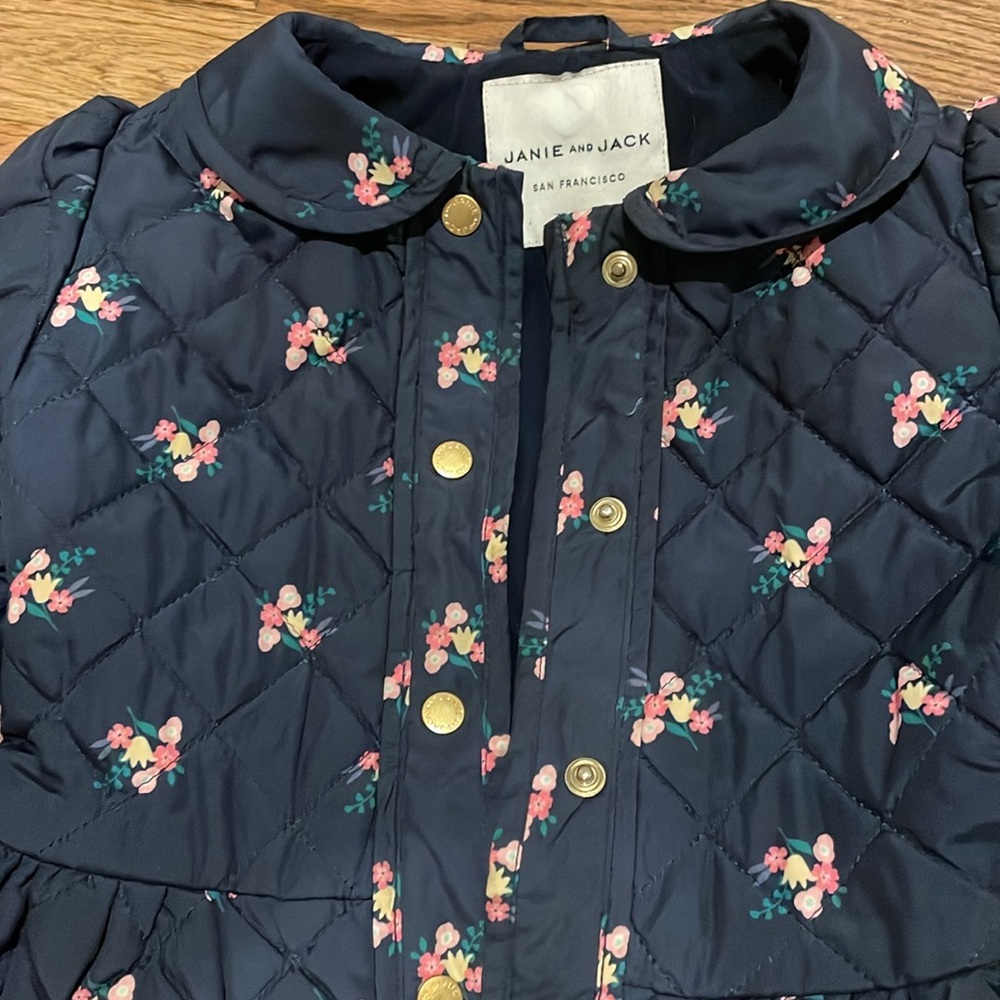 Size 5 to 6 Quilted Floral Janie & Jack Girls Coat